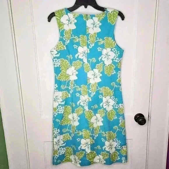 J. McLaughlin Aqua Tropical Sophia Catalina Sleeveless Sheath Dress Size 12 - Picture 2 of 4